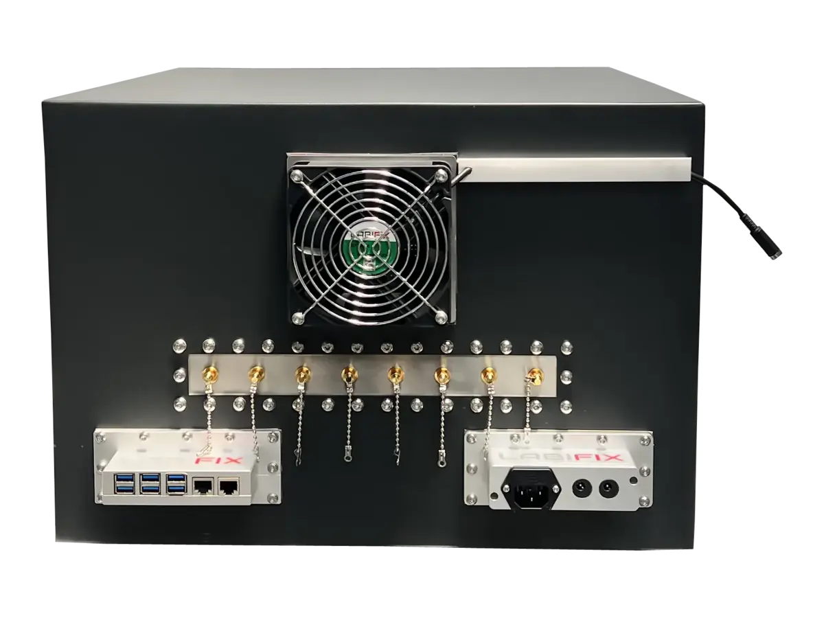 LBX2700 portable anechoic enclosure rear panel with rf connectors for emc testing