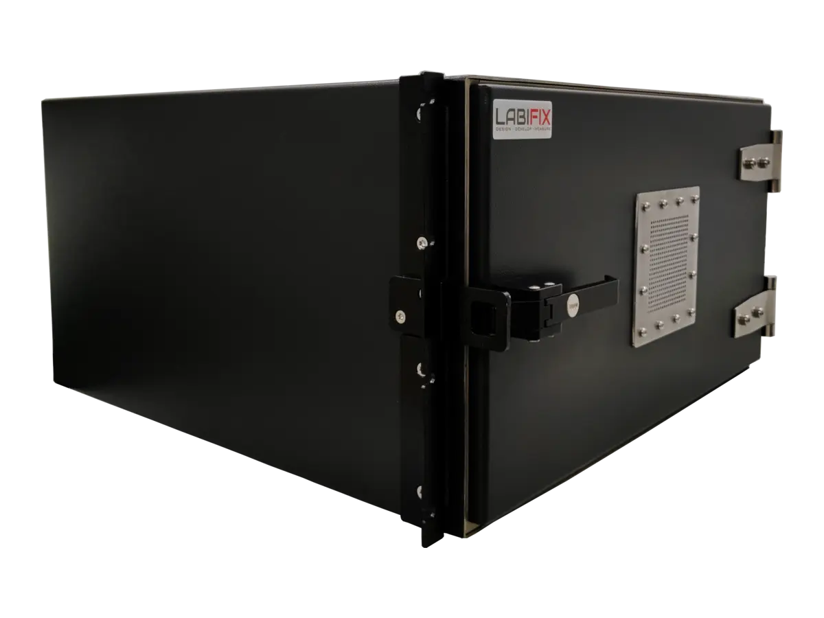 LBX2008 electromagnetic shielding enclosure front-right view in automated test system
