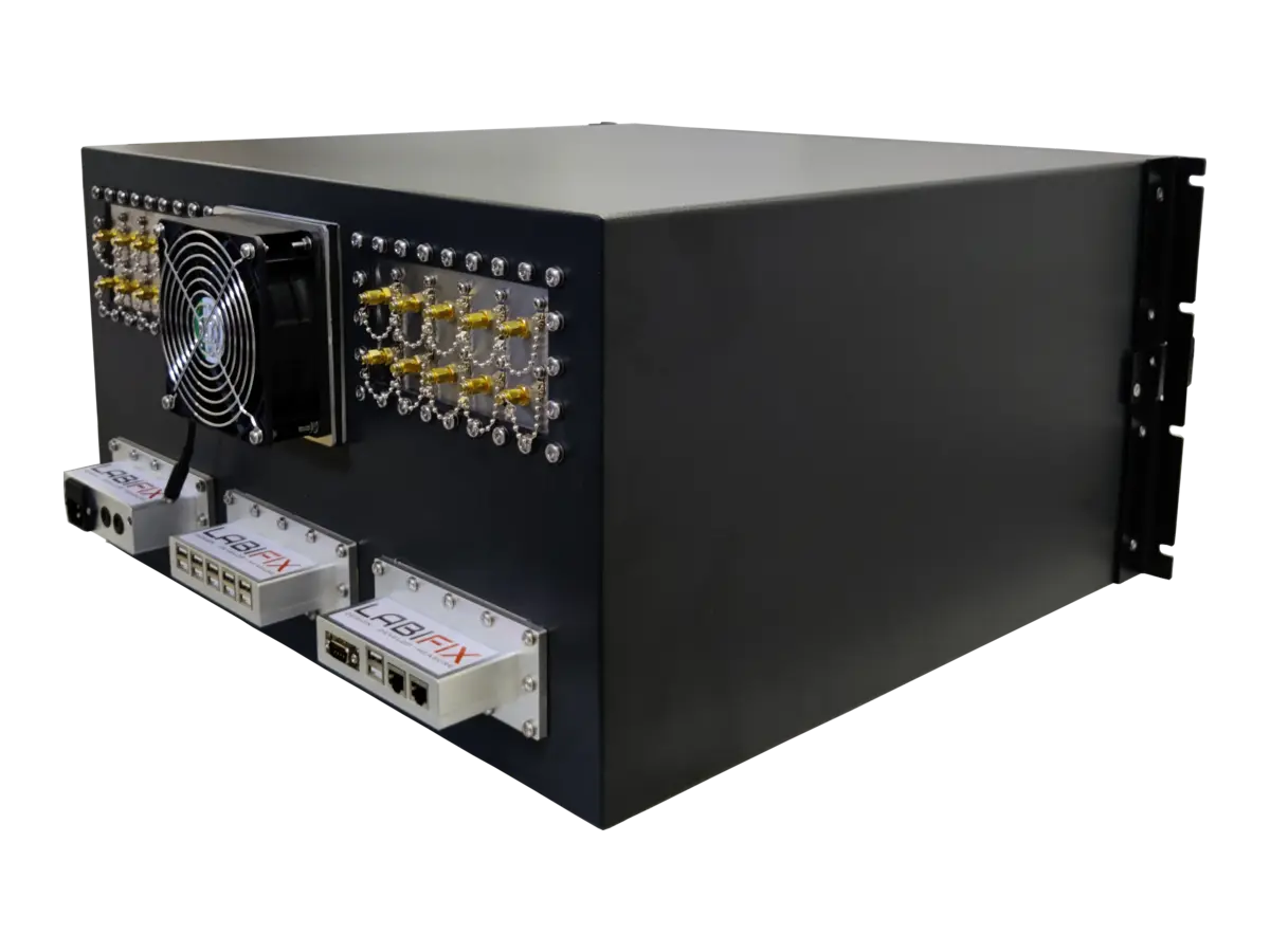 rear-right view of LBX2008 rackmount shielding system for automated performance testing