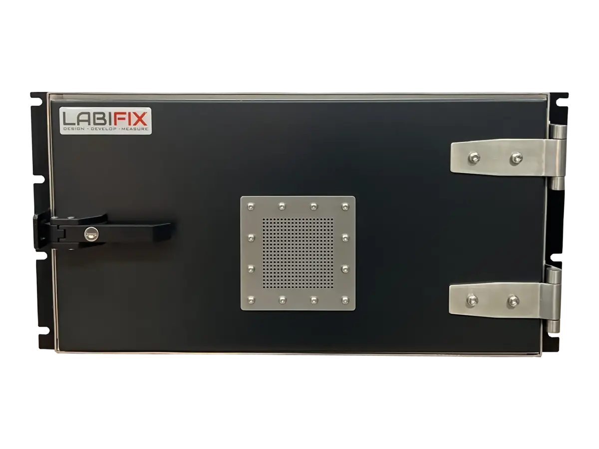 front view of LBX2500 rackmount shielding box for system level interference control