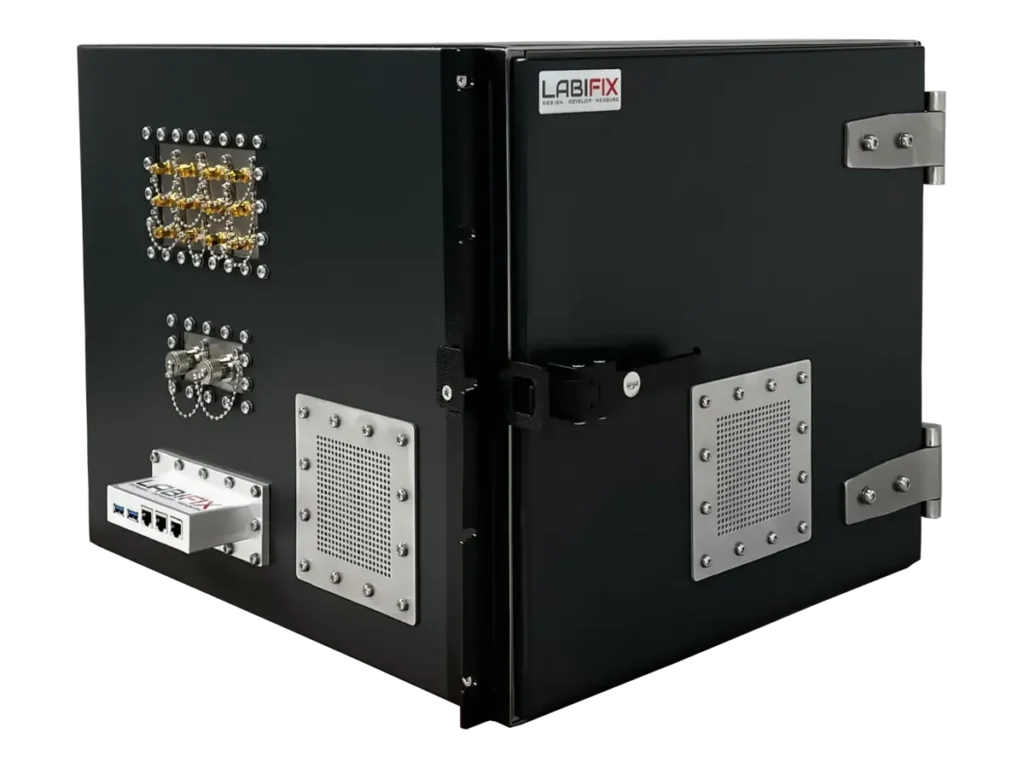 LBX4030 electromagnetic shielding box front-right view for multi device testing