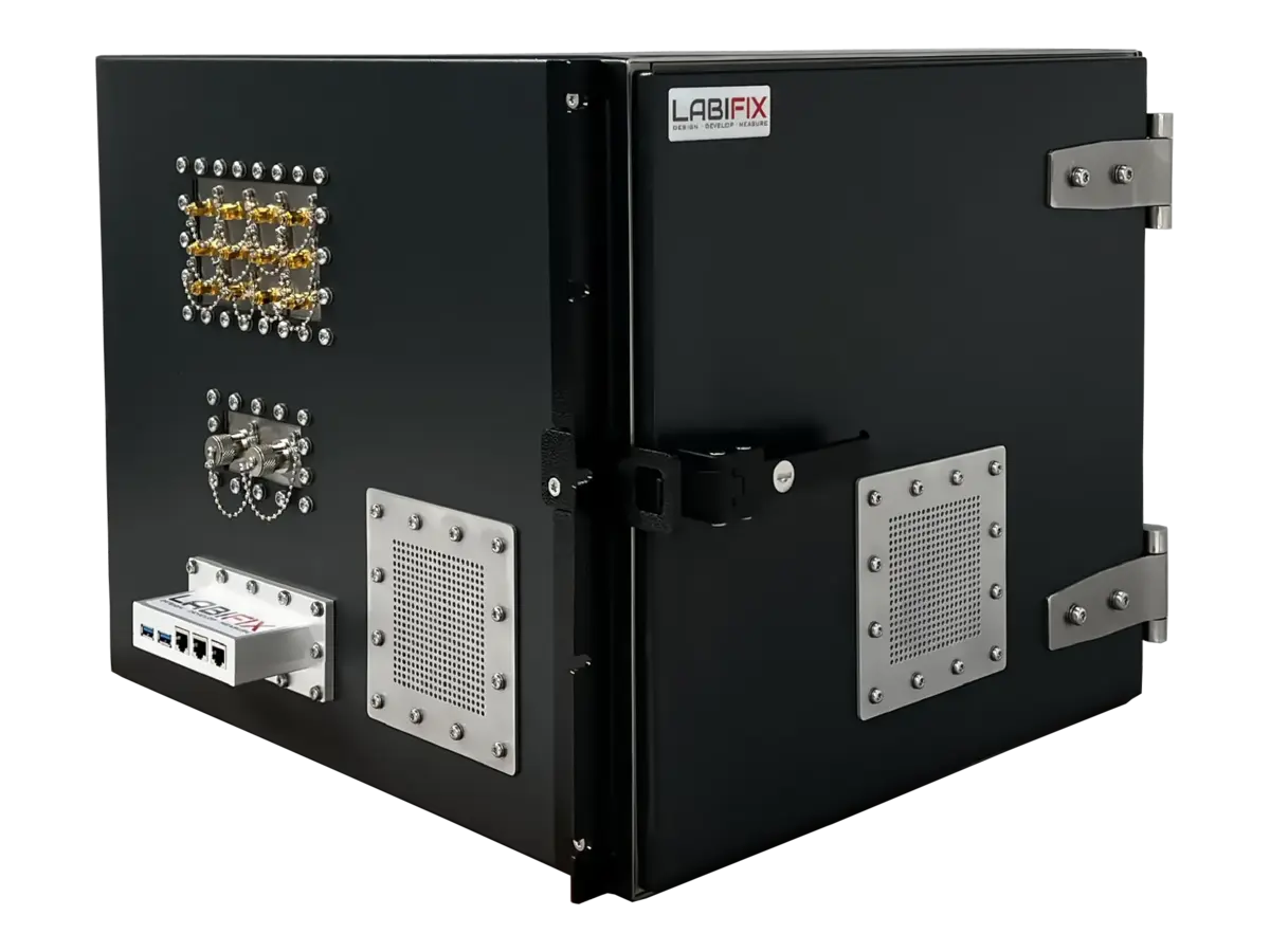LBX4030 electromagnetic shielding box front-right view for multi device testing