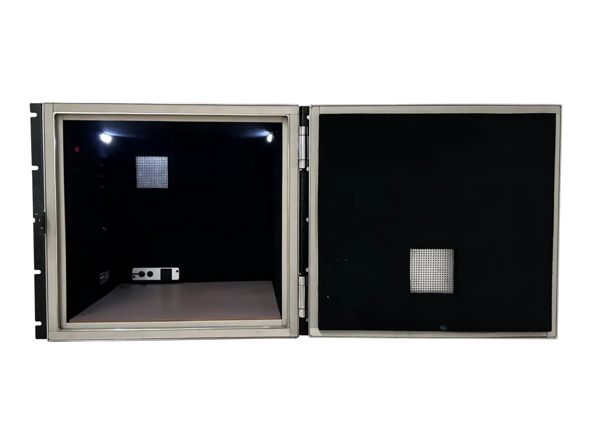 interior view of LBX4030 electromagnetic shielding box for controlled rf environment