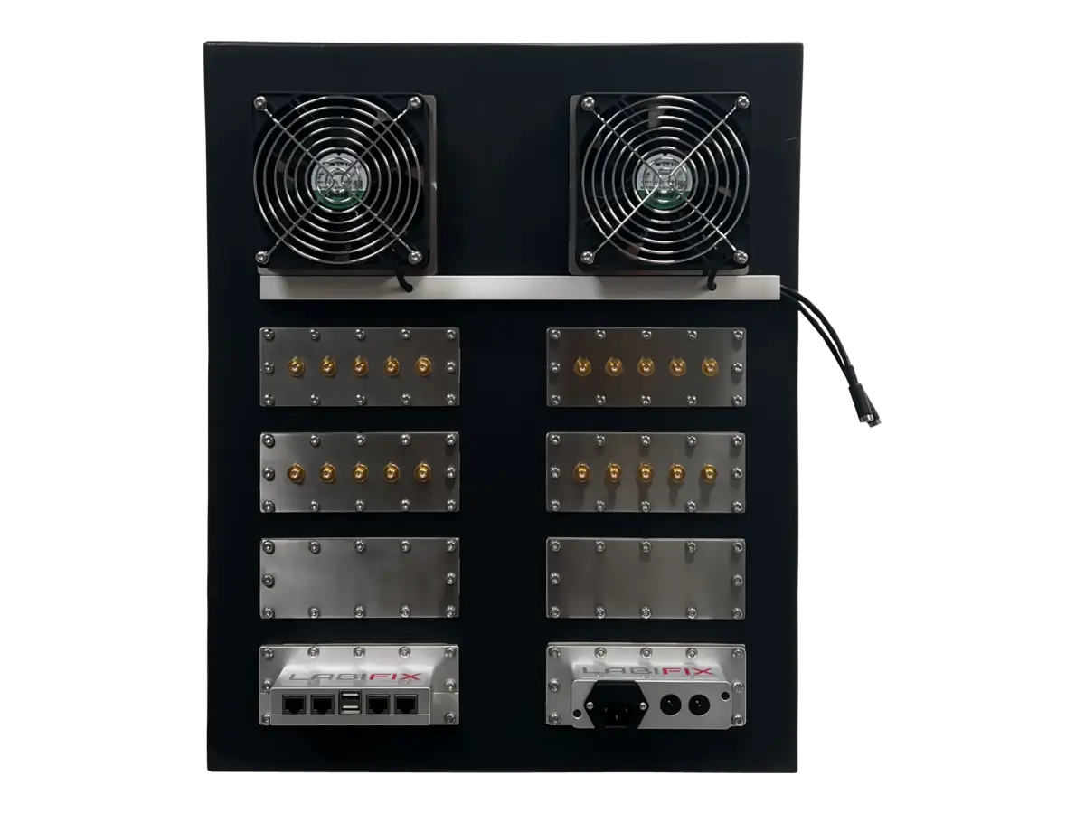 rear view of LBX4600 rackmount shielding enclosure with rf and grounding interfaces