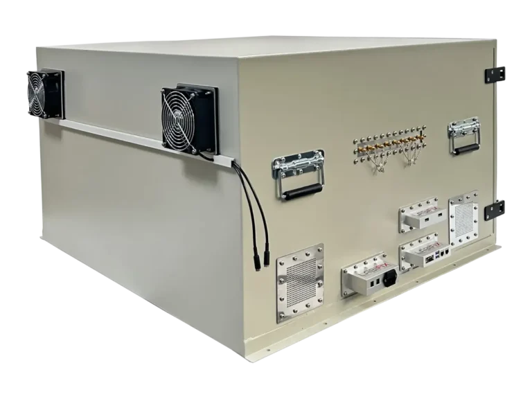 rear-right view of LBX7700 rackmount shielding system for marine communication testing