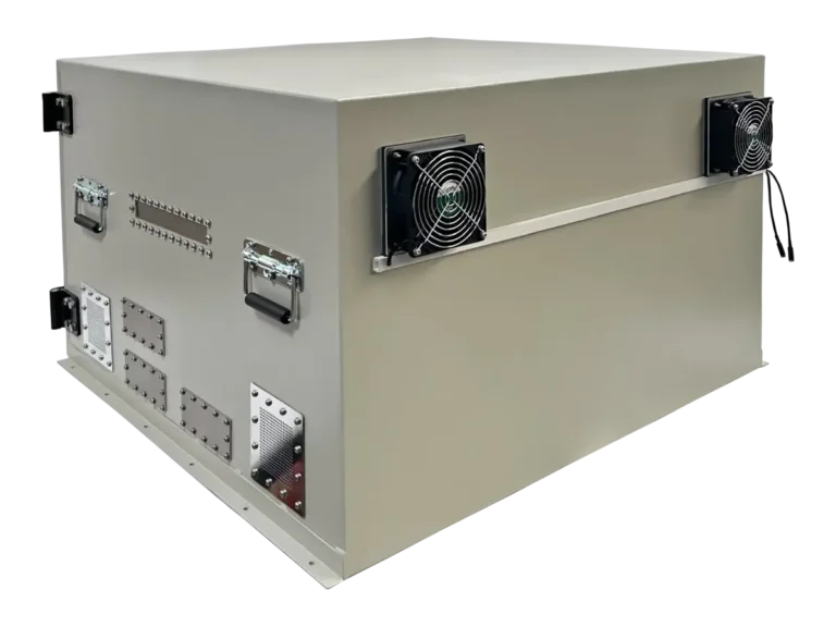 rear view of LBX7700 rackmount shielding enclosure with rf and grounding interfaces