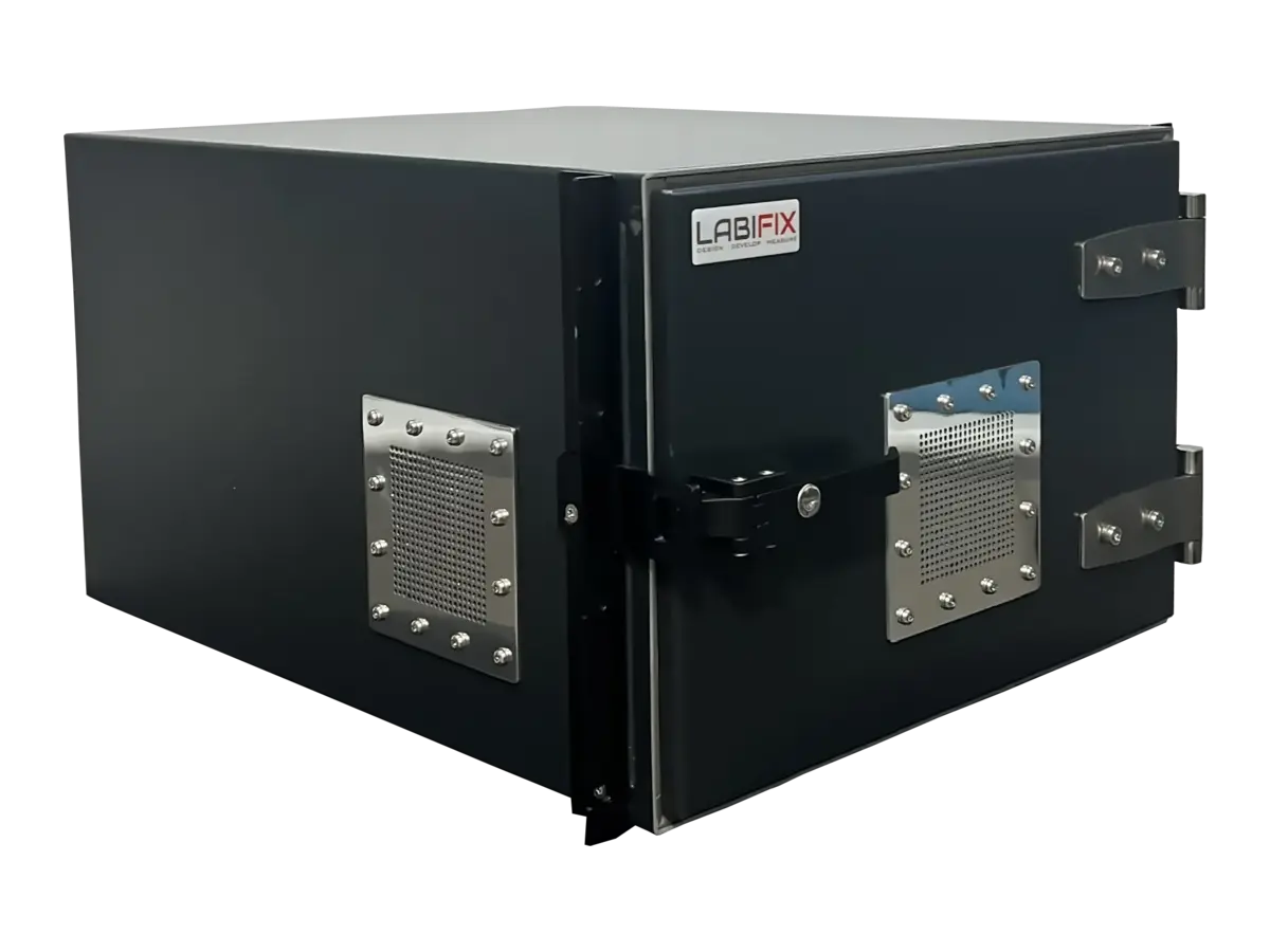 LBX2005 emc shielded enclosure front-right view in automated validation environment