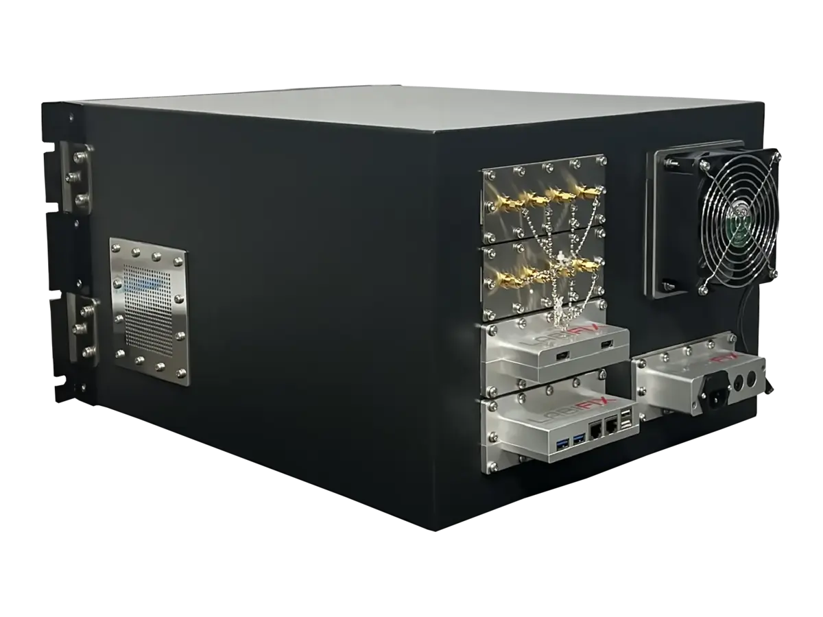 LBX2005 emc shielded enclosure rear-left view in electronics compliance lab