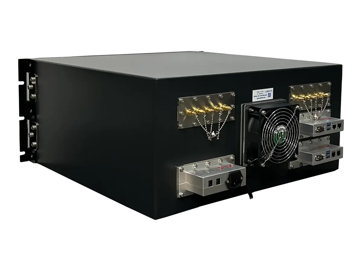 LBX2200 emc shielded enclosure rear-left view in compliance engineering lab setup