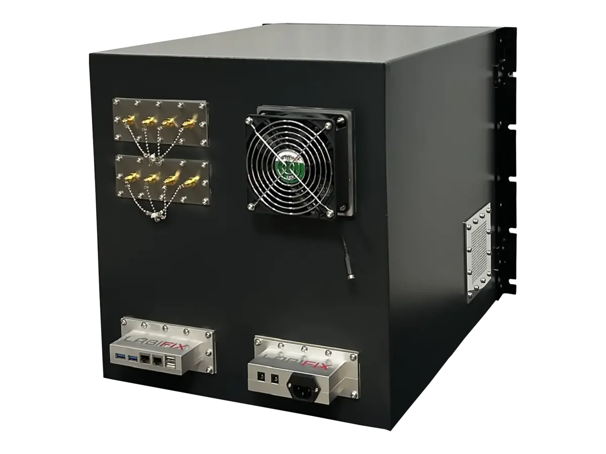 rear view of LBX4021 rackmount emc enclosure with grounding and measurement interfaces