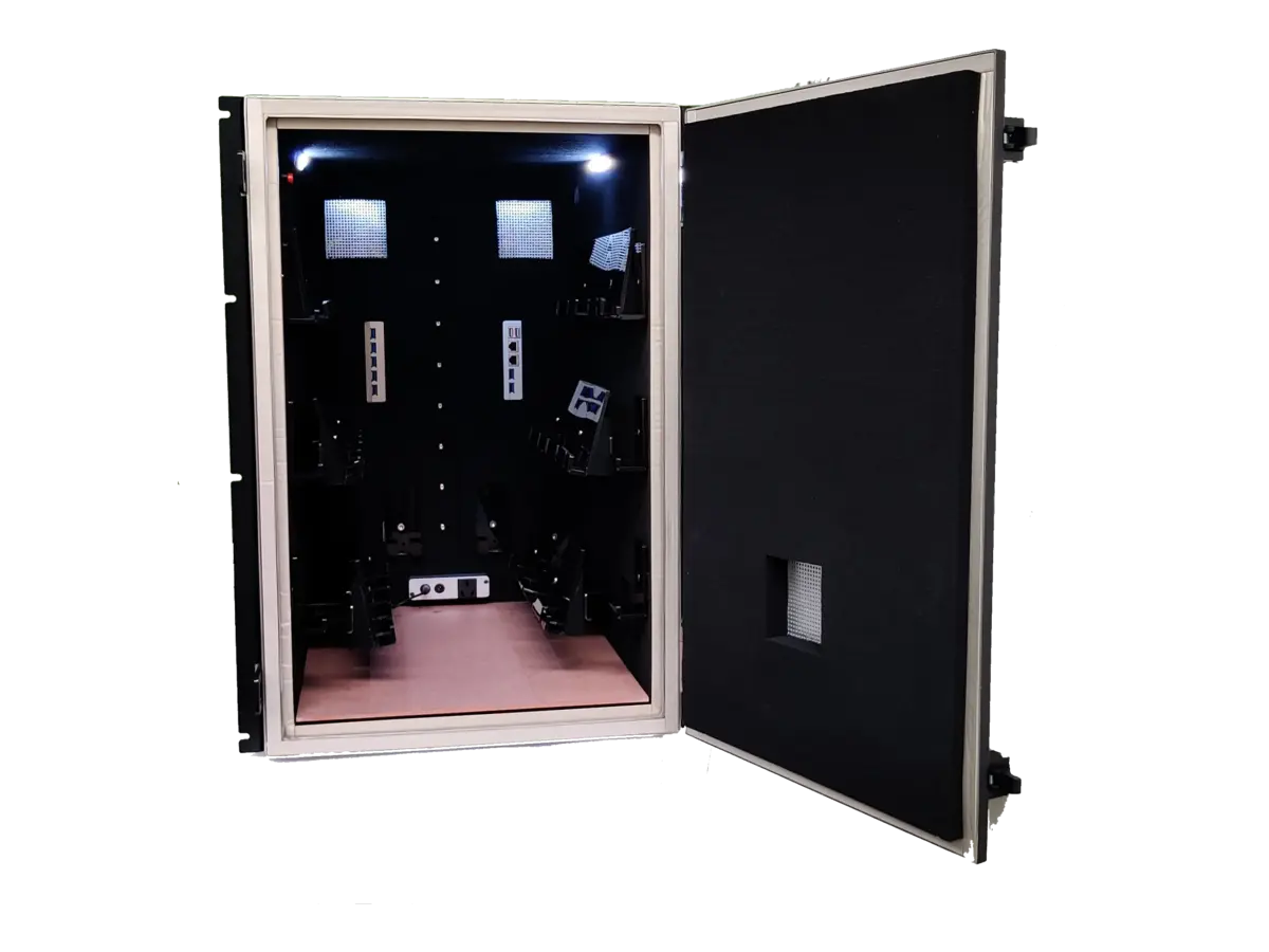 interior view of LBX4500 emc shielded enclosure for interference diagnostics