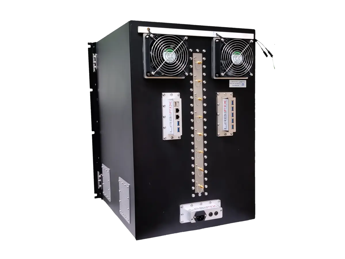 LBX4500 emc shielded enclosure rear-left view for aerospace and defense testing