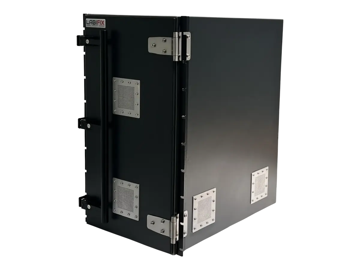 front-left view of LBX7200 rackmount emc shielded enclosure for emi testing