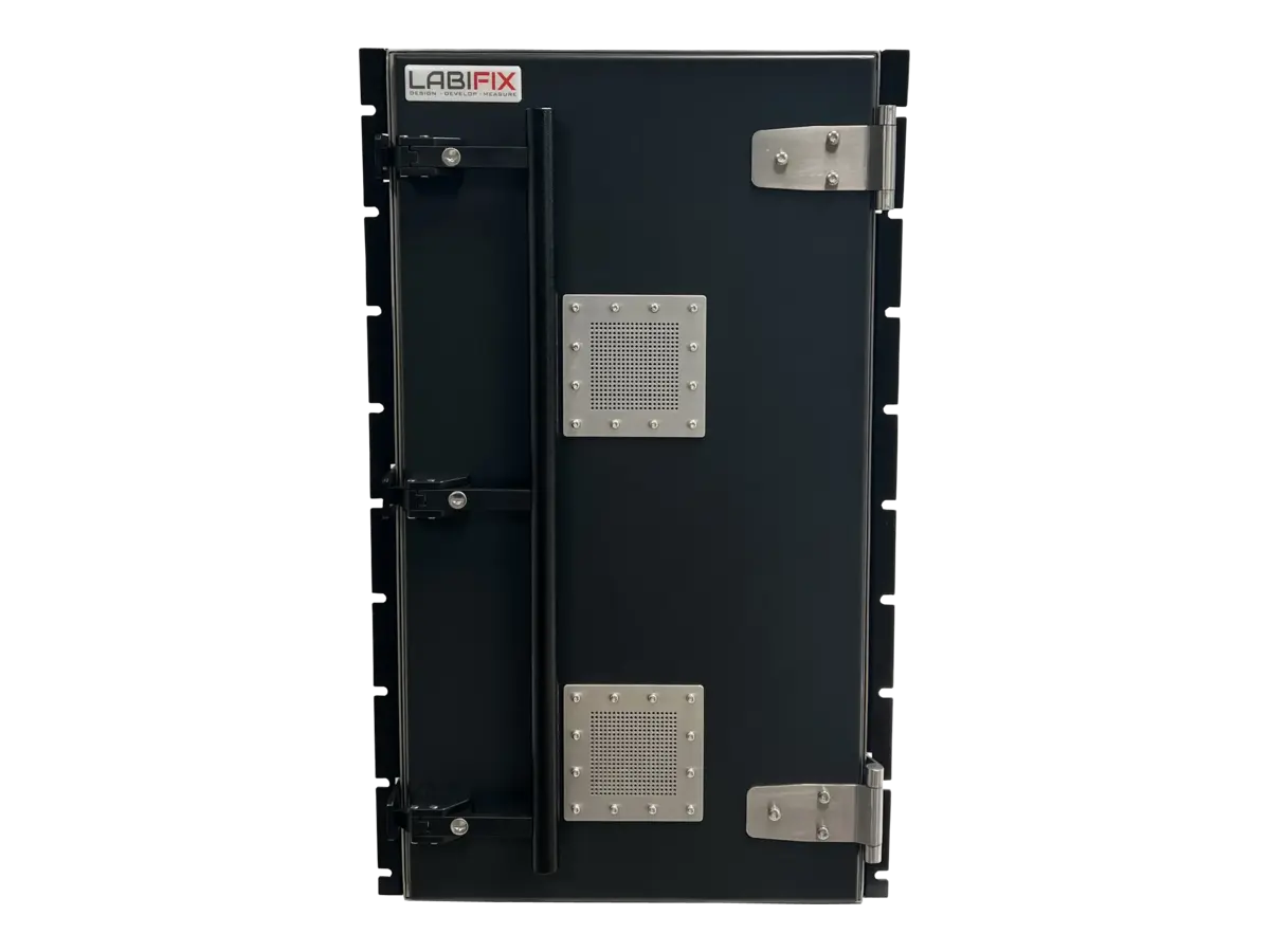 front view of LBX7200 rackmount emc enclosure for compliance testing