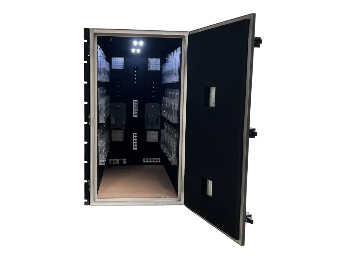 interior view of LBX7200 emc shielded enclosure for signal integrity analysis