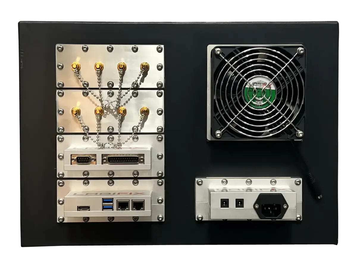 rear view of LBX2010 rackmount emi enclosure with grounding and rf interfaces