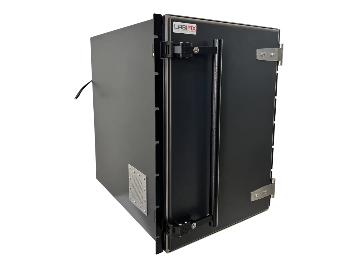 LBX4050 emi shield enclosure front-right view for automotive electronics testing
