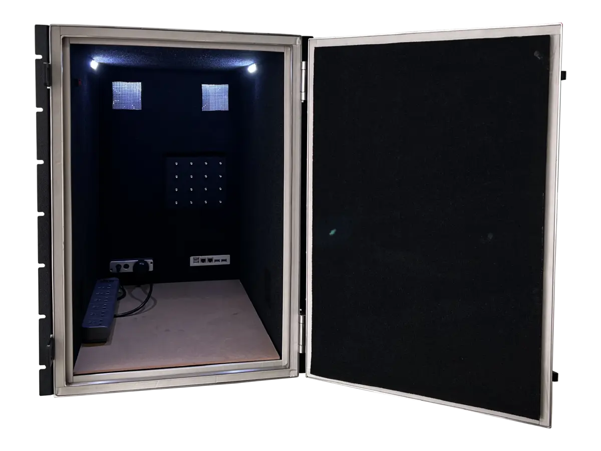 interior view of LBX4050 emi shield box for controlled electromagnetic testing