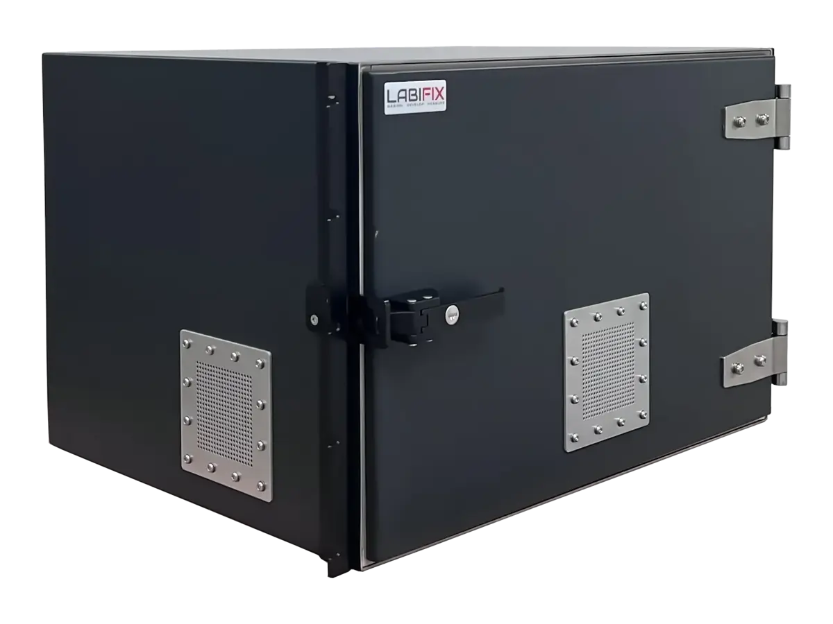 LBX4800 emi shield enclosure front-right view for medical device testing