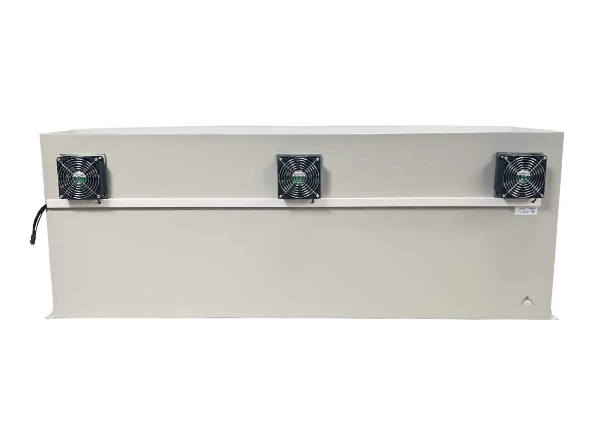 rear view of LBX7900 rackmount emi enclosure with grounding and measurement interfaces
