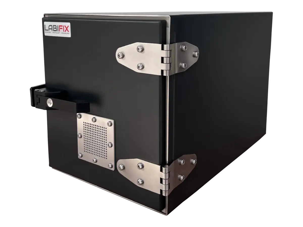LBX1750 portable Faraday box front-left view for secure wireless signal isolation