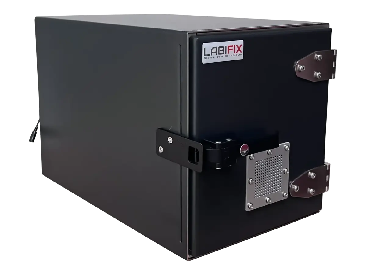 portable Faraday enclosure LBX1750 front-right angle for wifi and bluetooth shielding