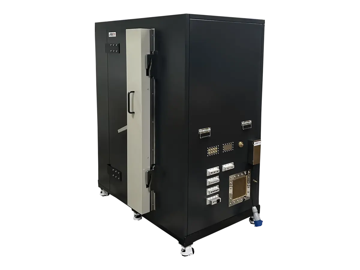 front-left view of LBX-SB-200 standalone RF anechoic chamber for wireless certification and 5G device testing