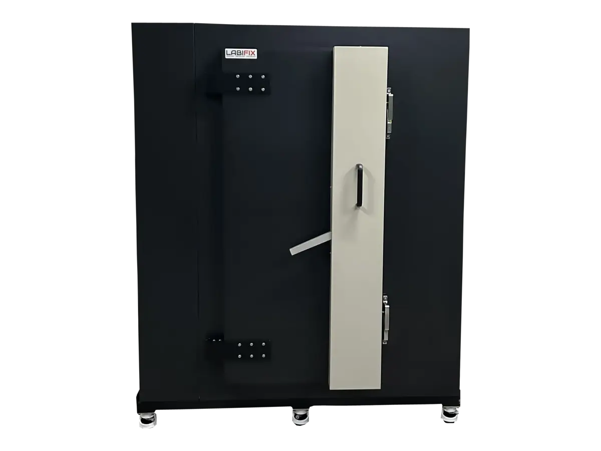 front view of LBX-SB-200 standalone RF anechoic chamber for aerospace communications and defense electronics
