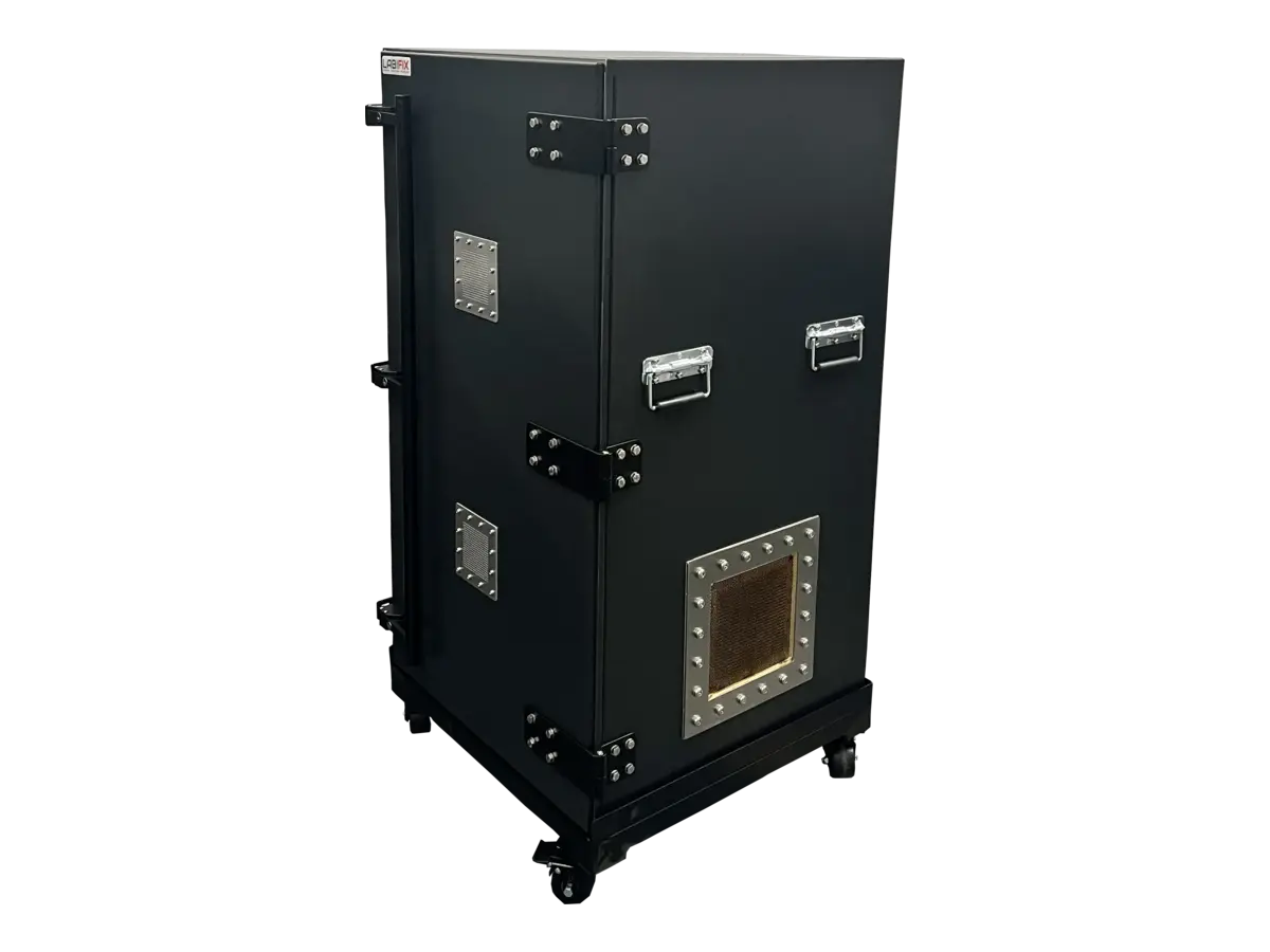 front-left view of LBX7600 standalone RF anechoic chamber for antenna measurement and OTA certification