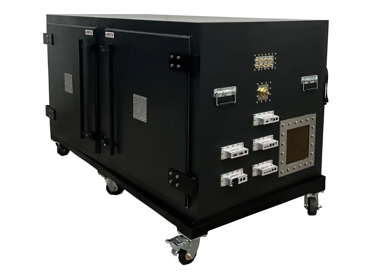 front-left view of LBX8500 standalone RF chamber for defense communications and secure wireless certification
