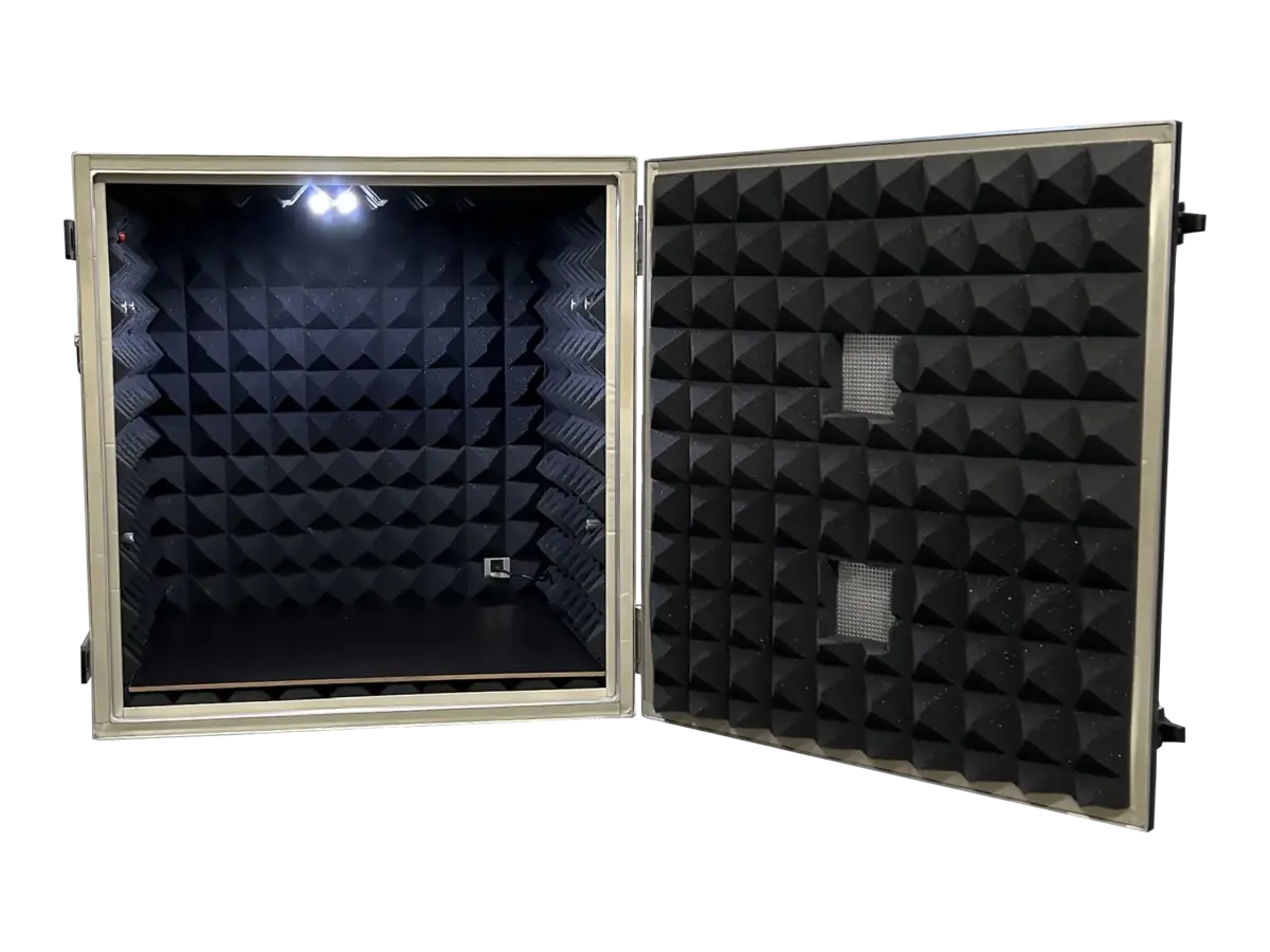 interior view of LBX4250 benchtop rf electronics chamber for pcb debugging and antenna tuning