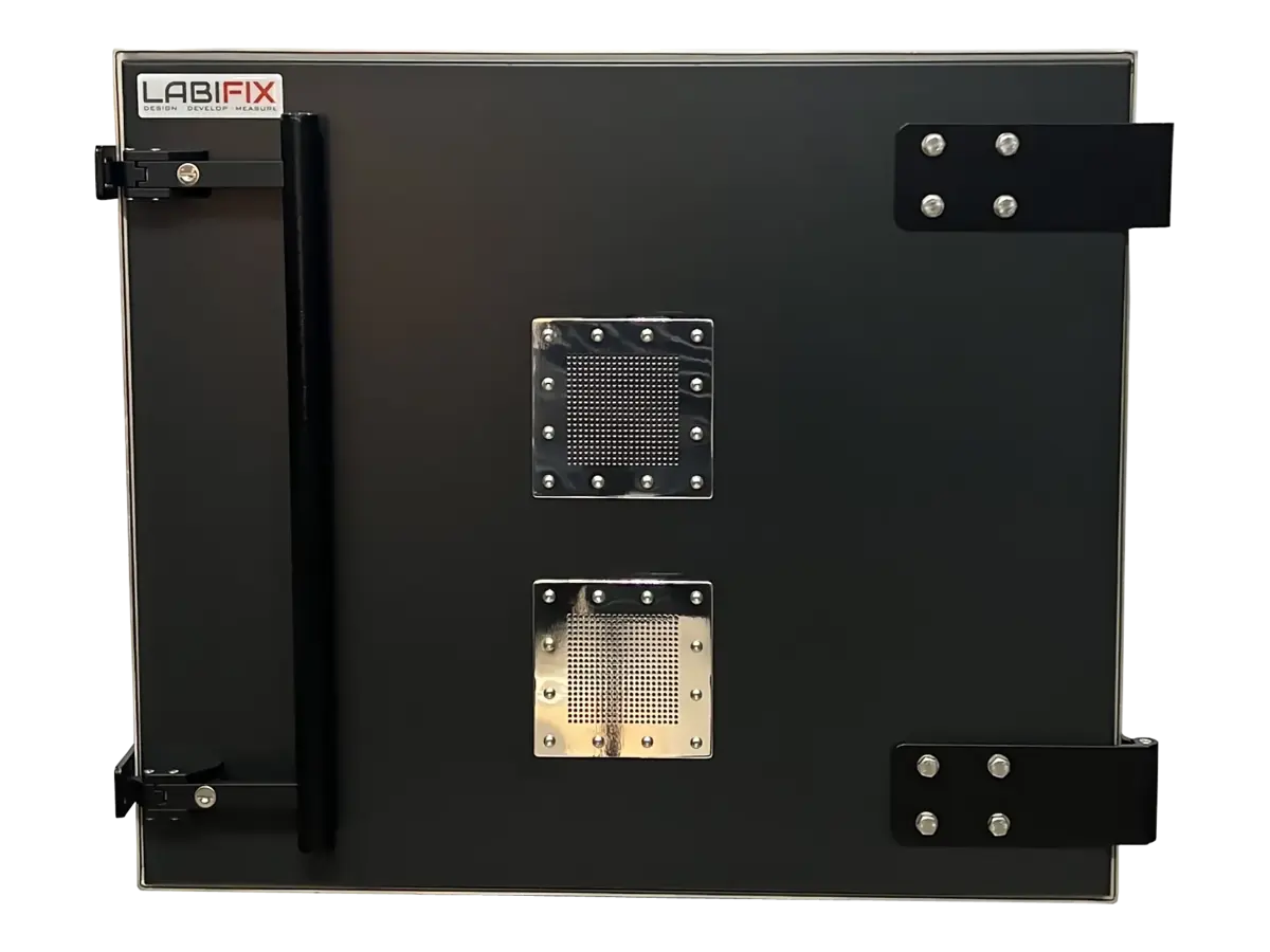 front view of LBX6050 rf electronics shielded enclosure for communications board diagnostics