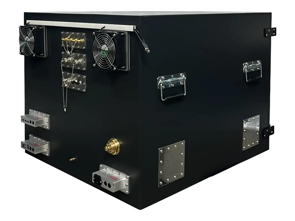 rear-right view of LBX6050 benchtop rf electronics platform for edge communications systems
