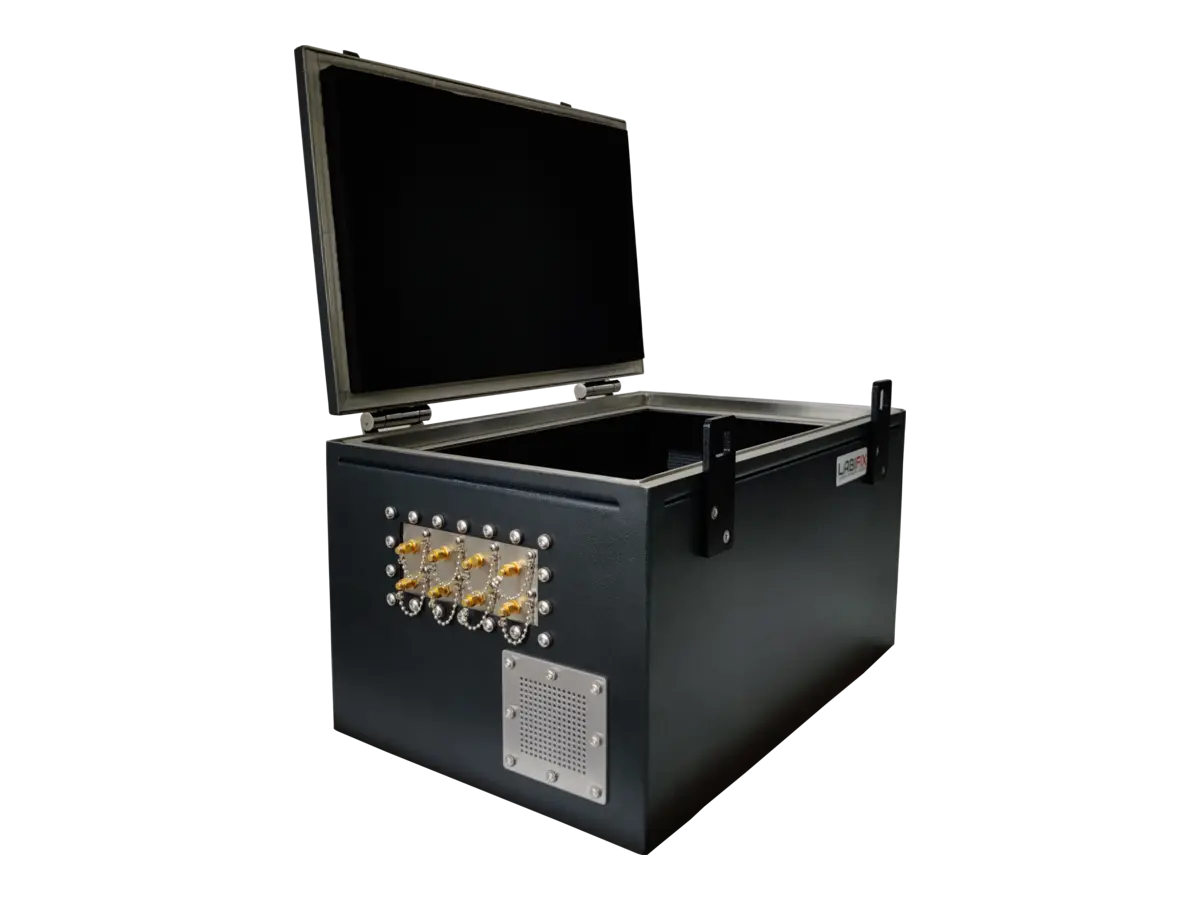 LBX3040 benchtop rf enclosure front-right view for prototype wireless validation