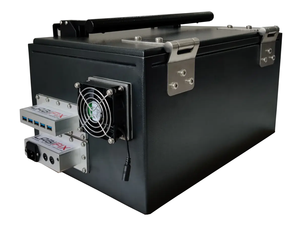 LBX3040 benchtop rf enclosure rear-left view for university research and device testing