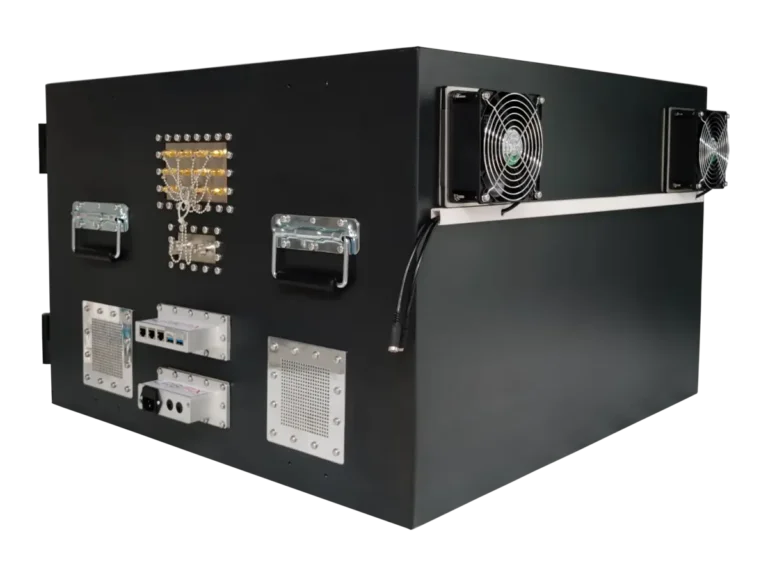 LBX5600 benchtop rf enclosure rear-left view for field communication equipment development