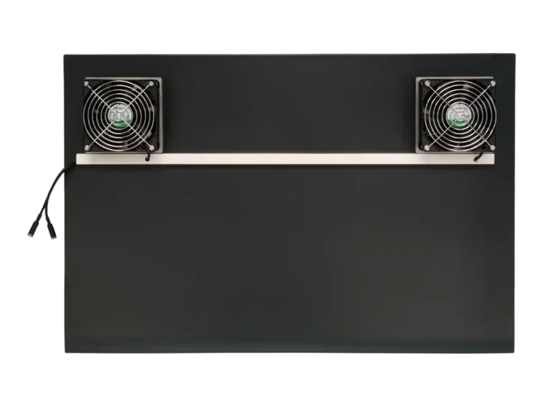 rear view of LBX5600 benchtop rf enclosure with rf interfaces for industrial sensor validation