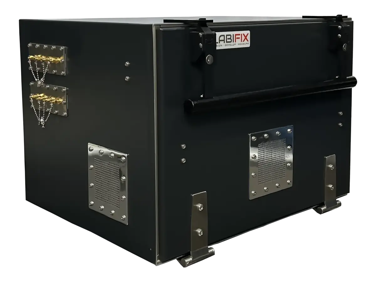 LBX3200 benchtop rf enclosure box front-right view for bluetooth and wifi validation