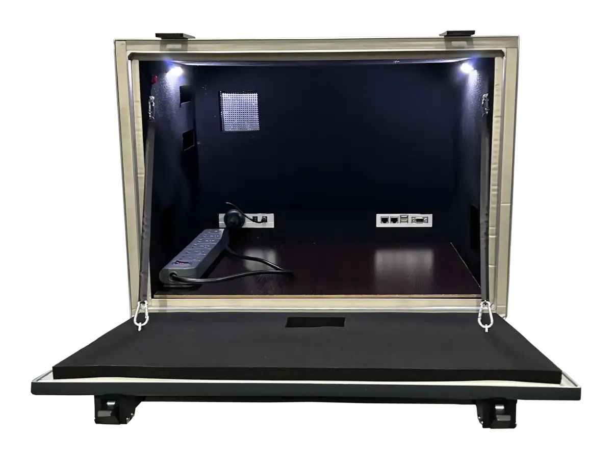 interior view of LBX3200 benchtop shielded test enclosure for antenna debugging