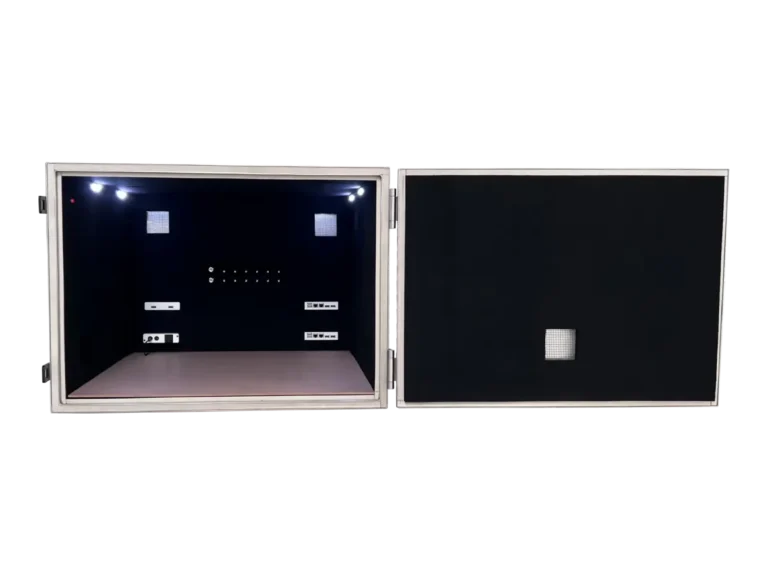 interior view of LBX5700 benchtop rf chamber for antenna performance and subsystem diagnostics