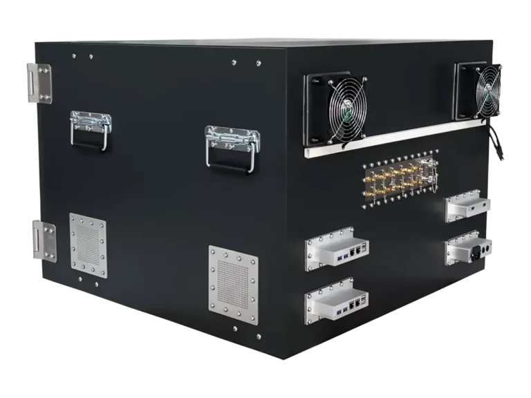 LBX5700 benchtop rf enclosure box rear-left view for field communications equipment prototyping