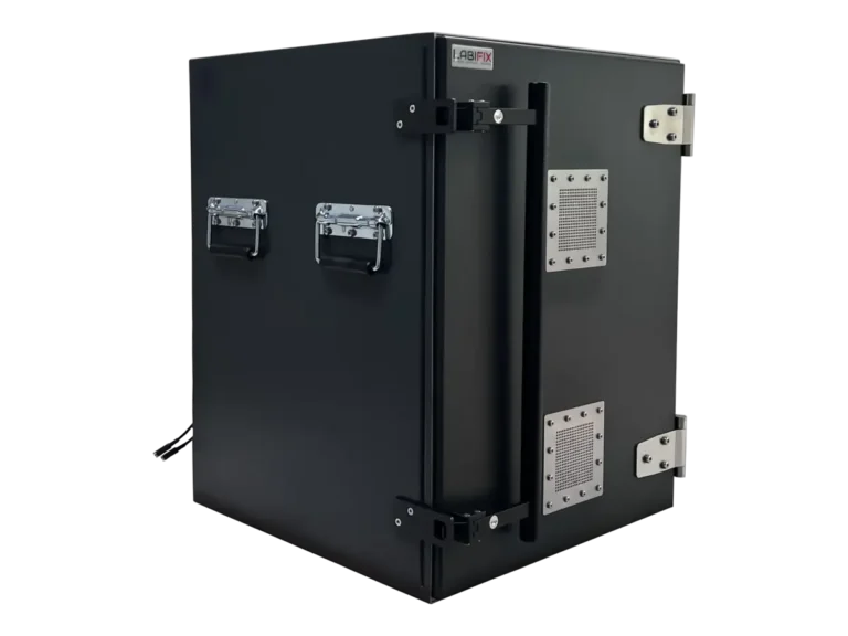 LBX6150 benchtop rf enclosure box front-right view for secure networking hardware validation