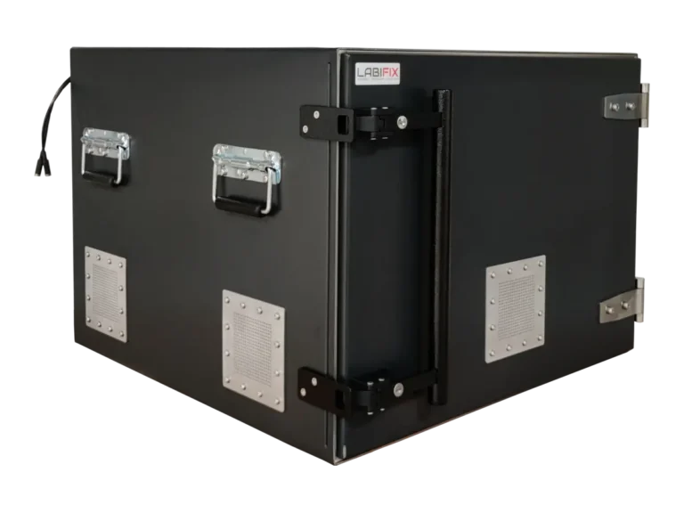 LBX5050 benchtop rf isolation box front-right view for bluetooth coexistence and iot testing