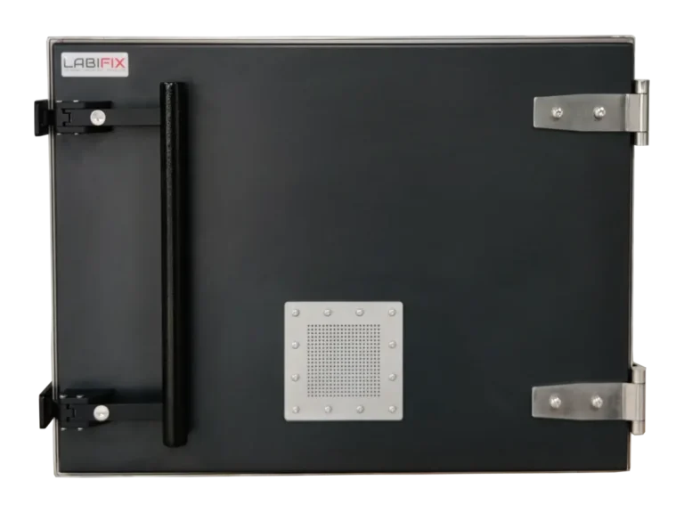 front view of LBX5050 benchtop rf shield box for antenna calibration and signal containment