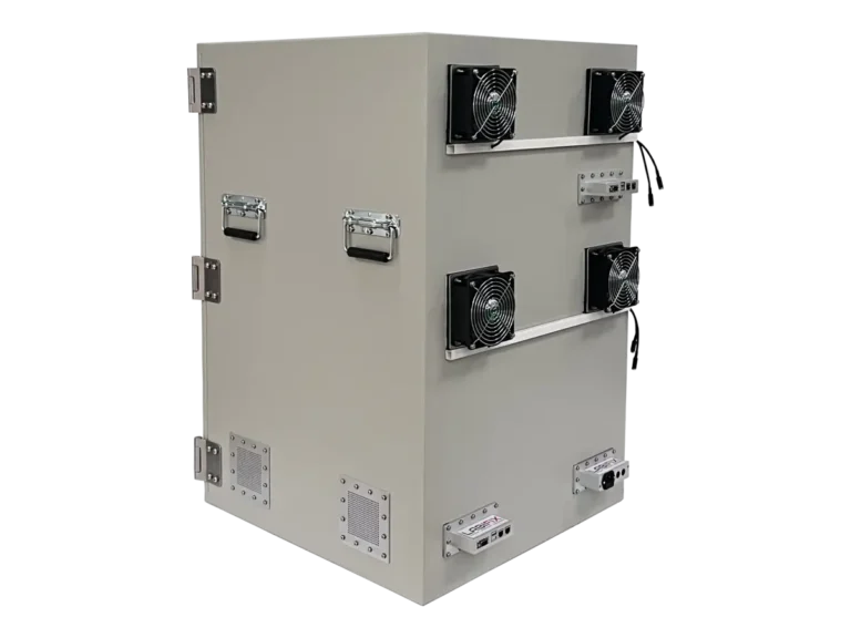 LBX6010 benchtop rf isolation box rear-left view for aerospace subsystem validation