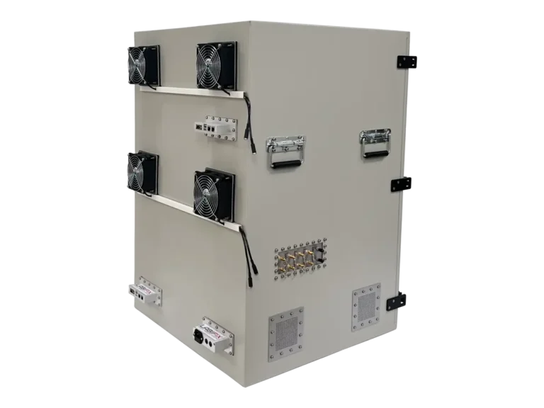 rear-right view of LBX6010 benchtop wireless isolation enclosure for robotics and edge systems testing