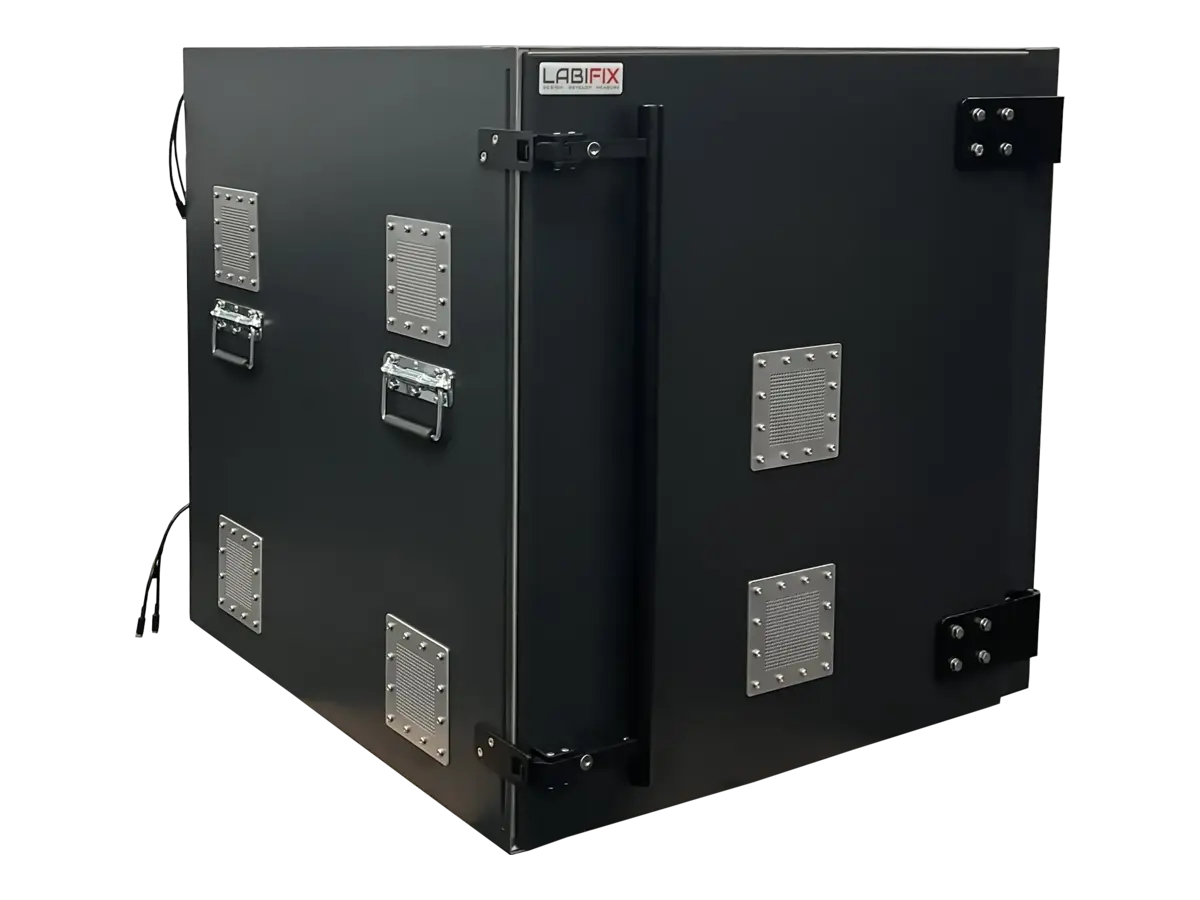 LBX6800 benchtop RF isolation box front-right view for antenna calibration and sensor validation