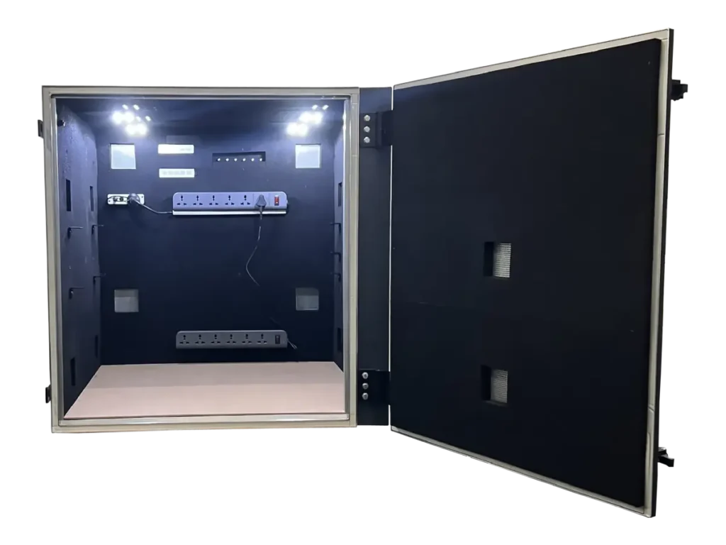 interior view of LBX6800 benchtop RF isolation chamber for OTA testing and signal containment