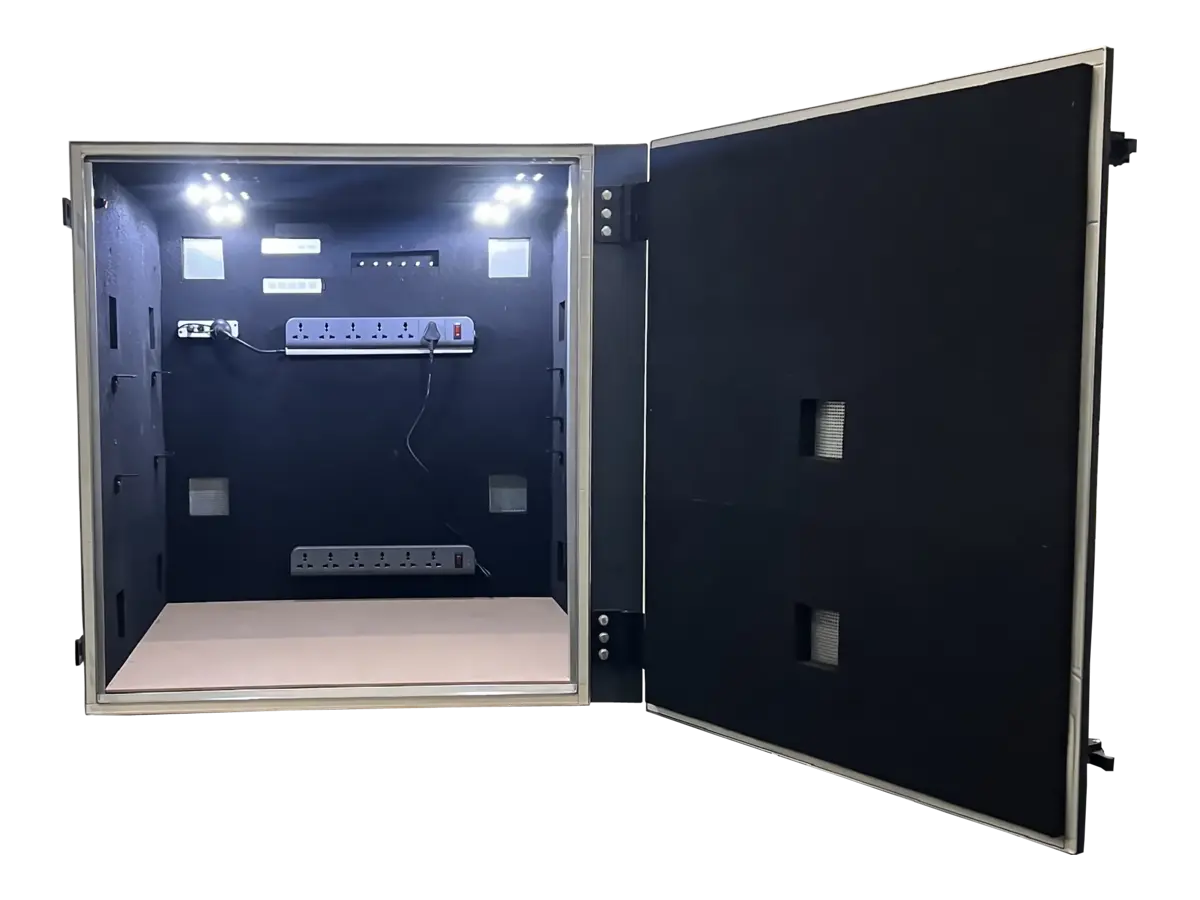 interior view of LBX6800 benchtop RF isolation chamber for OTA testing and signal containment