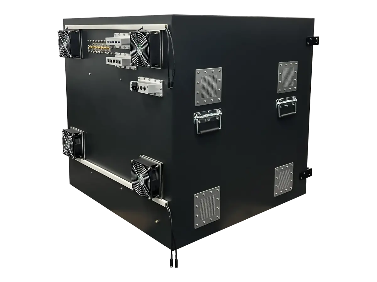 rear-right view of LBX6800 benchtop wireless isolation enclosure for GNSS and navigation testing